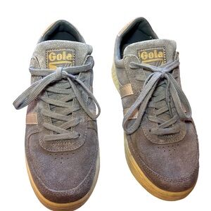 Gola Grandslam Suede Platform Gray and Tan Sneakers 7